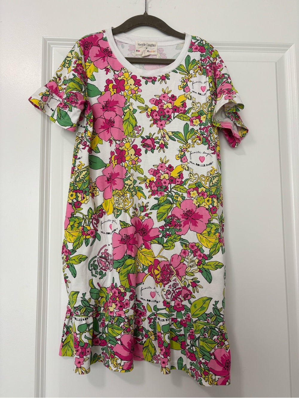Favorite Daughter x Roller Rabbit floral dress pink and yellow floral size 10